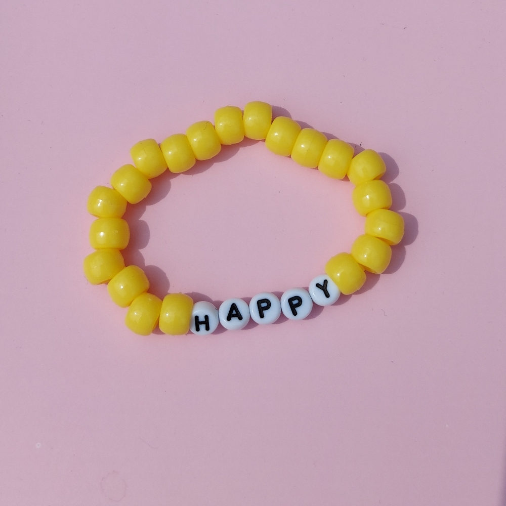 2/$5 Handmade 'Happy' Beaded Bracelet